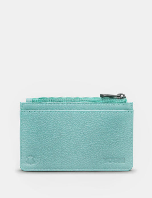Zip Top Morton Duck Egg Leather Card Holder
