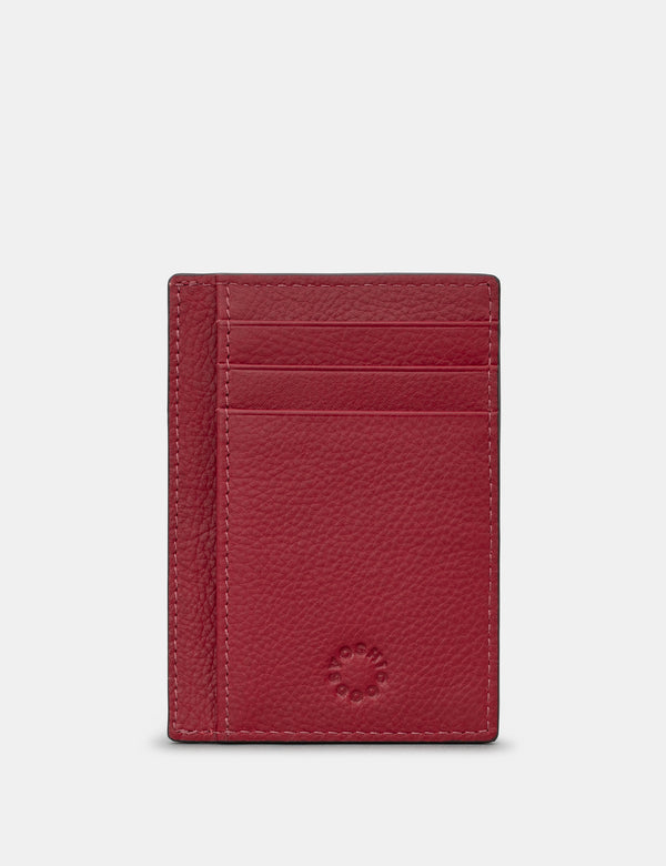 Cherry Red Leather Card Holder with ID Window