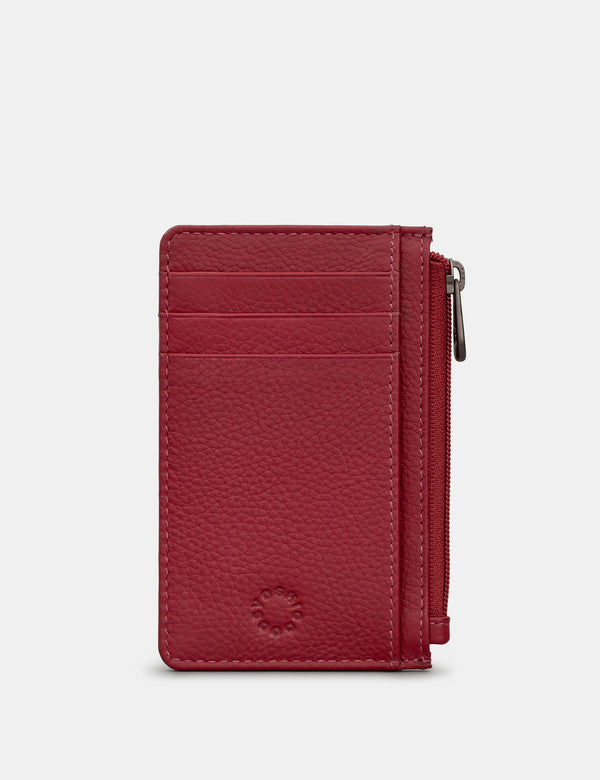 Zip Top Morton Cherry Red Leather Card Holder