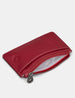 Zip Top Morton Cherry Red Leather Card Holder