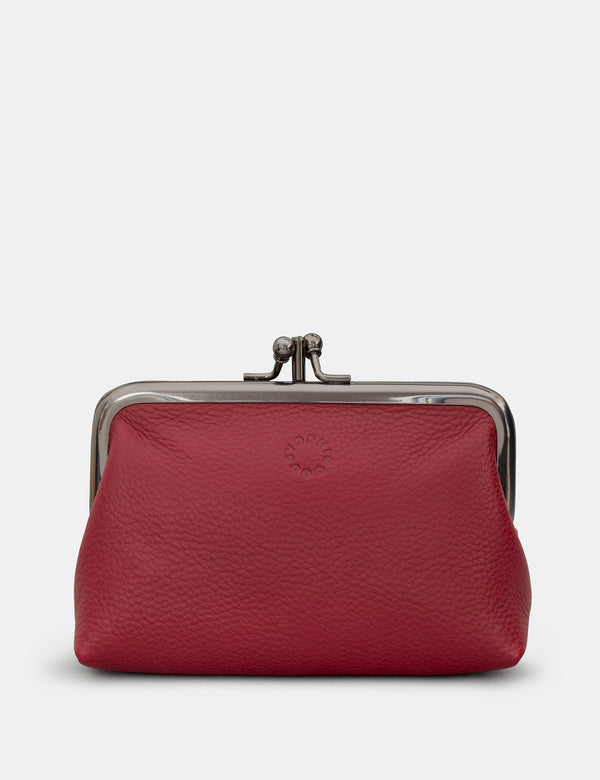 Aubrey Cherry Red Leather Triple Frame Purse