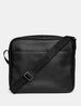 Highland Cow Black Leather Messenger Bag