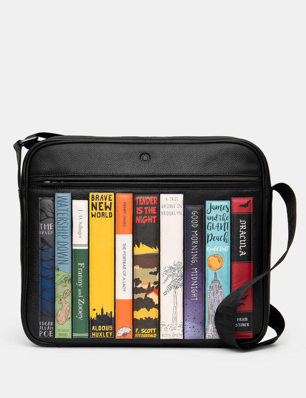 Black Bookworm Leather Messenger Bag