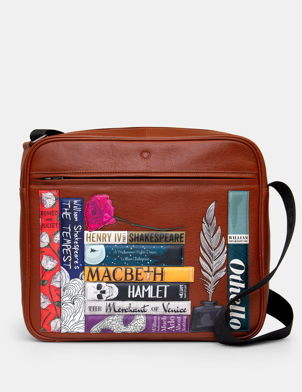 Shakespeare Bookworm Leather Messenger Bag