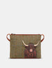 Highland Cow Tweed Leather Cross Body Bag