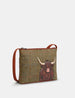 Highland Cow Tweed Leather Cross Body Bag